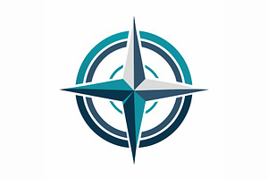 Blue and white compass standing on a, a Graphic by Iftikhar Alam