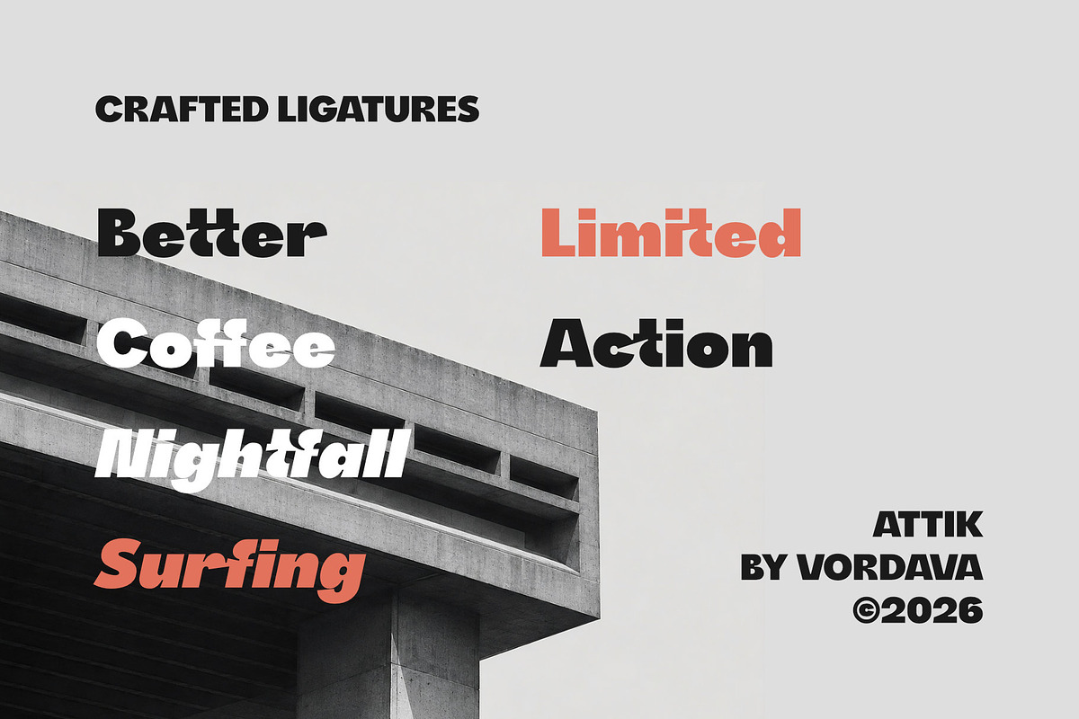 Attik - Brutalist Display Font, a Sans Serif Font by Satriyo Atmojo (Photo 4 of 10)