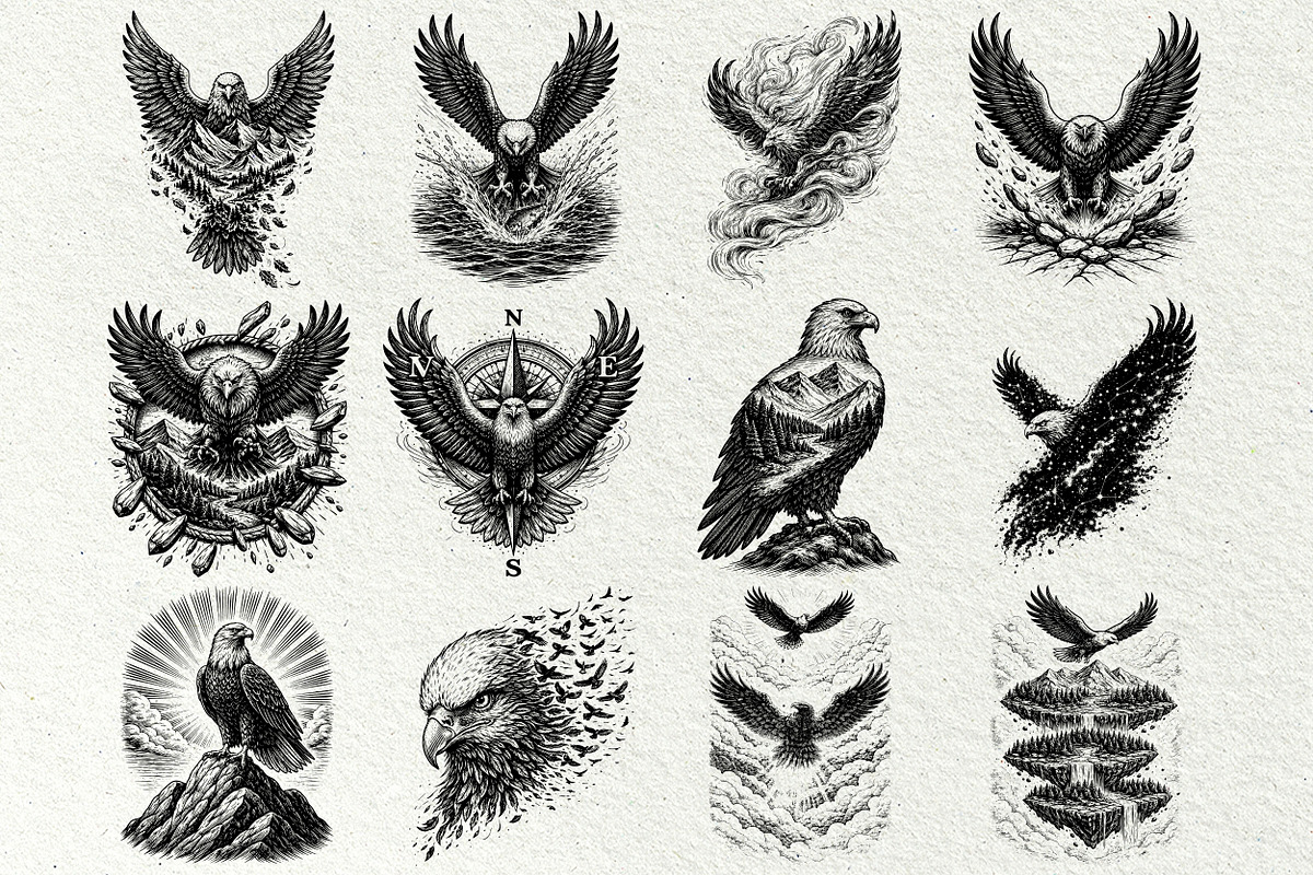Eagle Wildlife Engraving Graphics, an Animal Illustration by DENIDigitalArtSudio (Photo 4 of 7)