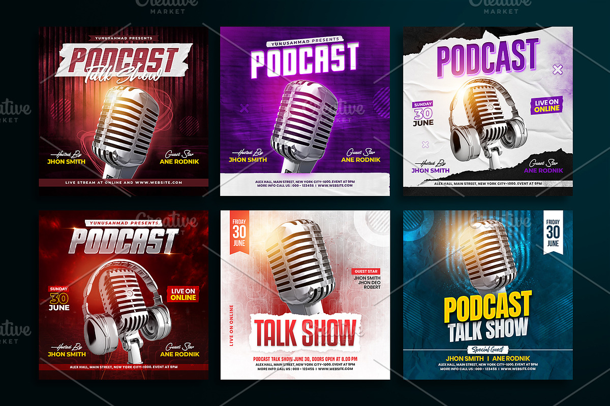 Podcast Talk Show Social Media Post, a Social Media Template by Yunus Ahmad