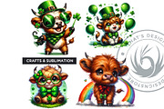 St Patricks day Highland Cow Clipart, an Animal Illustration by ThatsDesignArt (Thumbnail 8 of 10)