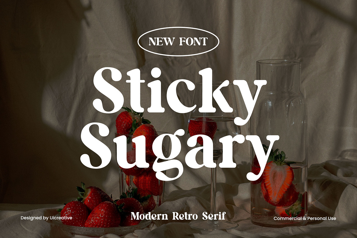 Sticky Sugary Modern Retro Serif Fon, a Serif Font by UICreative (Photo 1 of 11)