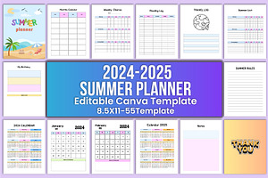 2024-2025 Summer planner Canva, a Stationery Template by Designmela01