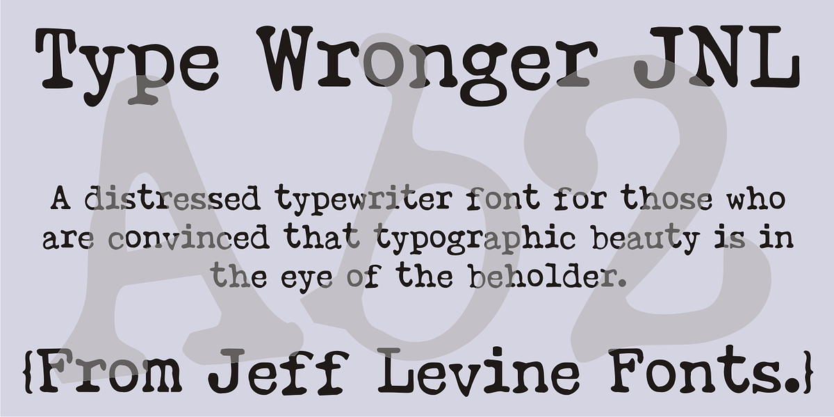 Type Wronger JNL, a Serif Font by Jeff Levine Fonts