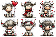 Highland Cow Valentine Clipart Png, an Illustration by Craft Nest (Thumbnail 4 of 11)