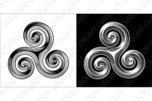 Triskelion Triskeles Triple Spiral, an Object Illustration by Christos Georghiou