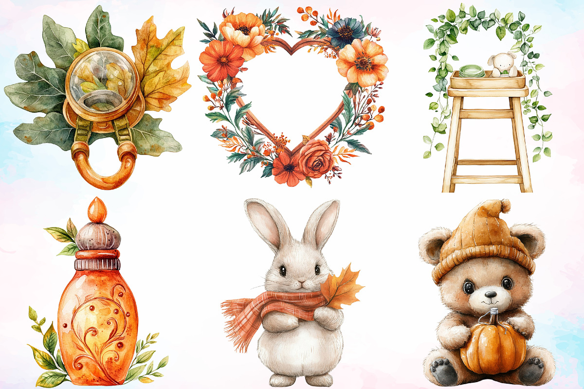 Watercolor Autumn Baby Shower, a Seasonal Illustration by Canvas Craft (Photo 3 of 8)