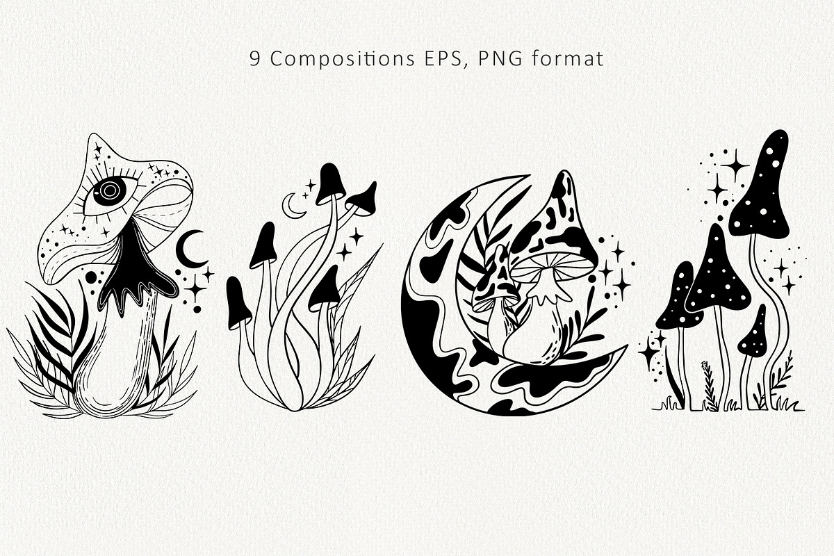 Mushrooms mystical collection, an Object Illustration by annasokol_ (Photo 5 of 12)