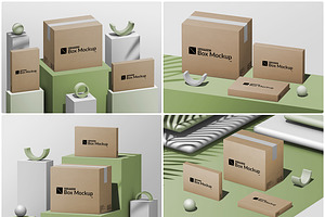 Packaging Carton Box Layered Mockups