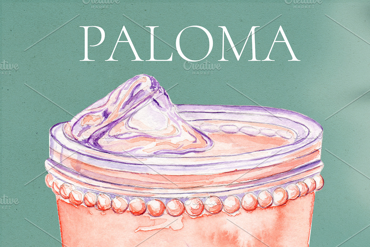 Paloma Watercolor Cocktail, a Food Illustration by Olexandra Mur (Photo 2 of 3)