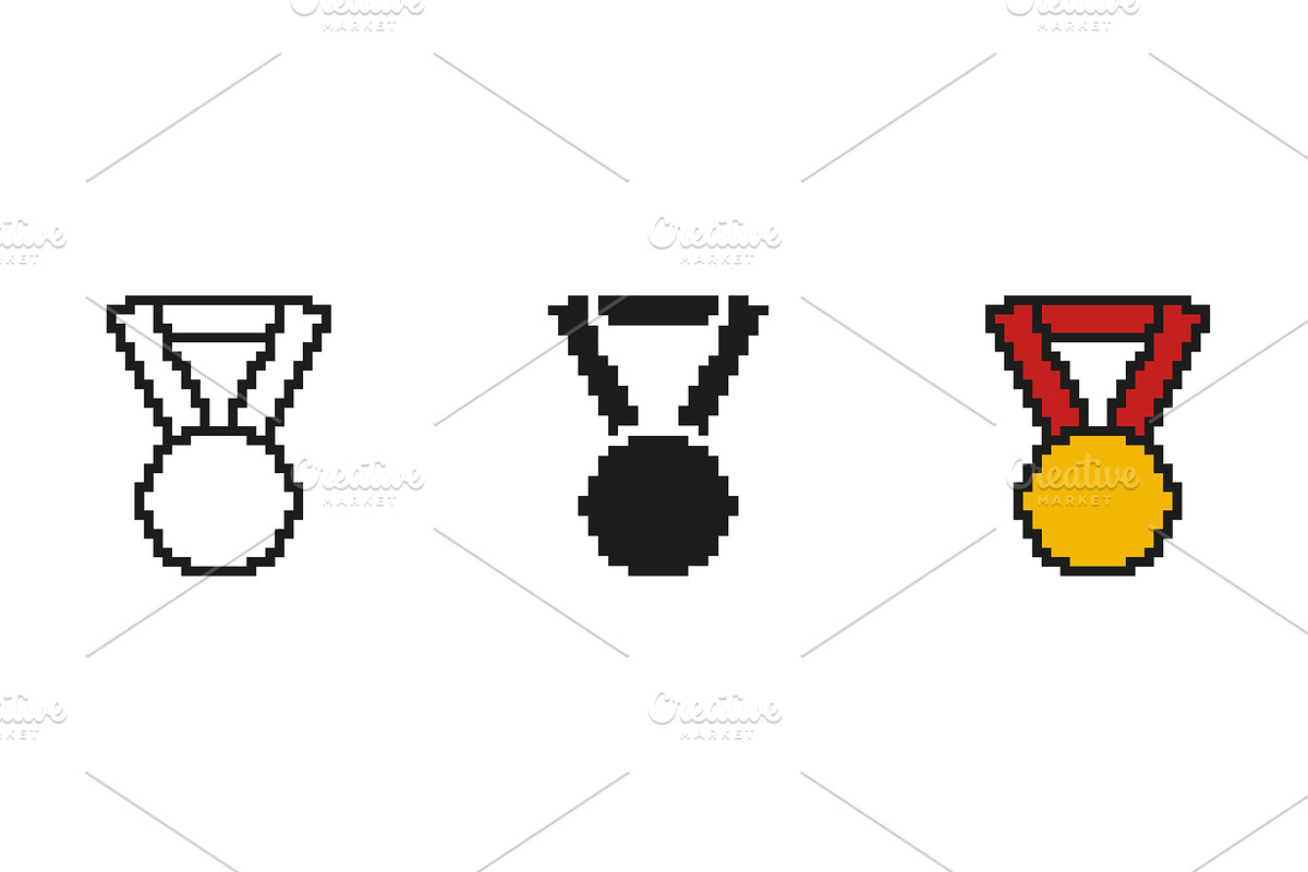 Medal Pixelated Icon Set, an Object Illustration by Gentle Studio