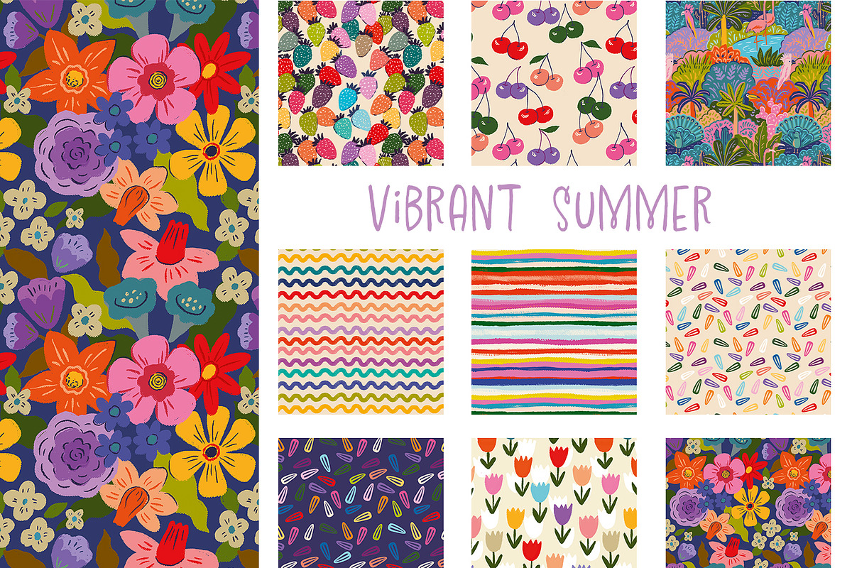Vibrant Summer — Floral & Fruit, a Pattern Graphic by HannaSymo (Photo 2 of 9)