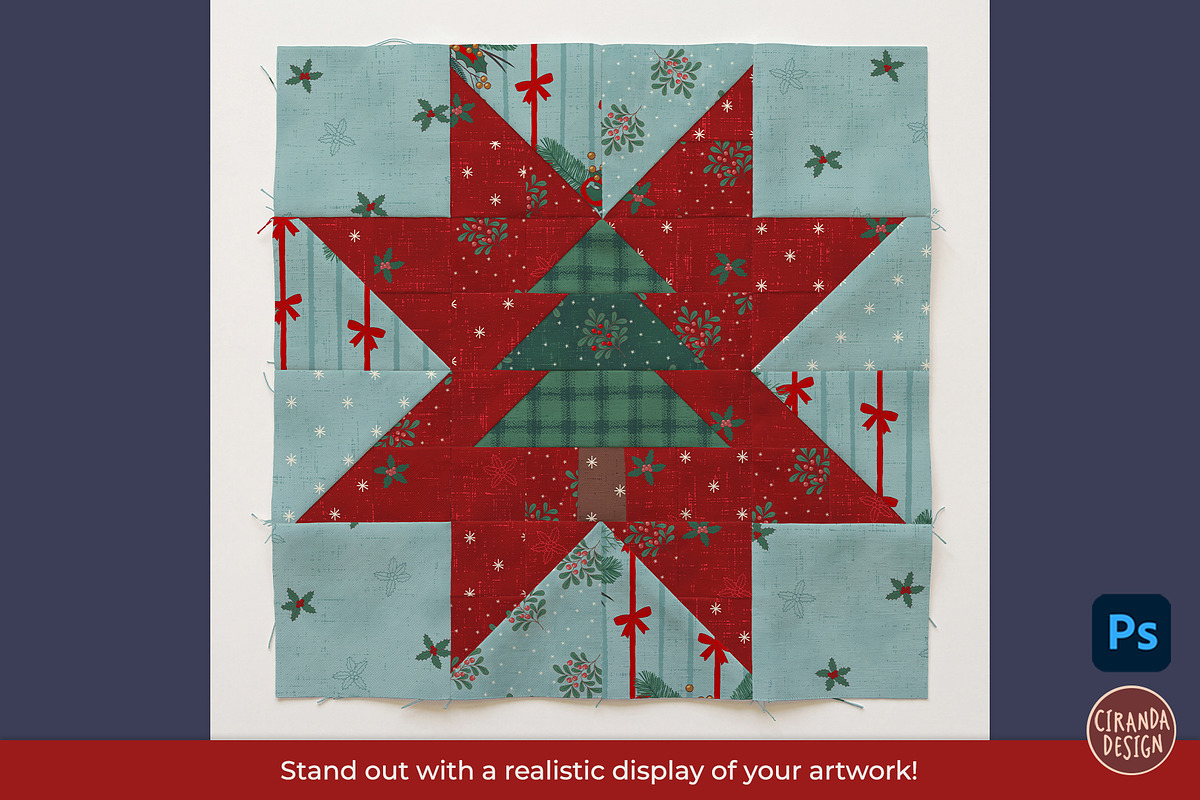 Christmas Tree Quilt Block Mockup, a Household Mockup by Ciranda Design (Photo 6 of 10)