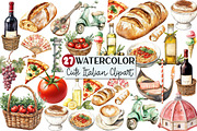 Watercolor Italian Clipart, an Illustration by Rose Art (Thumbnail 1 of 7)