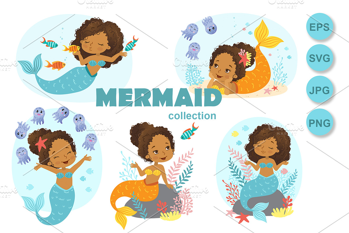 Mermaid african american ethnicity, a Person Illustration by Nataliia Toporovska (Photo 1 of 4)