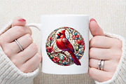 Stained Glass Red Cardinal Clipart, an Illustration by Sublimation Artist (Thumbnail 5 of 6)