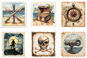 Nautical Pirates Postage Clipart, an Illustration by OK Design (Thumbnail 5 of 5)