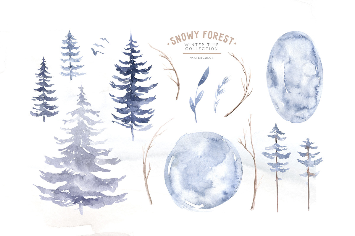 Watercolor bullfinch & snowy forest, an Animal Illustration by Peace ART (Photo 3 of 9)