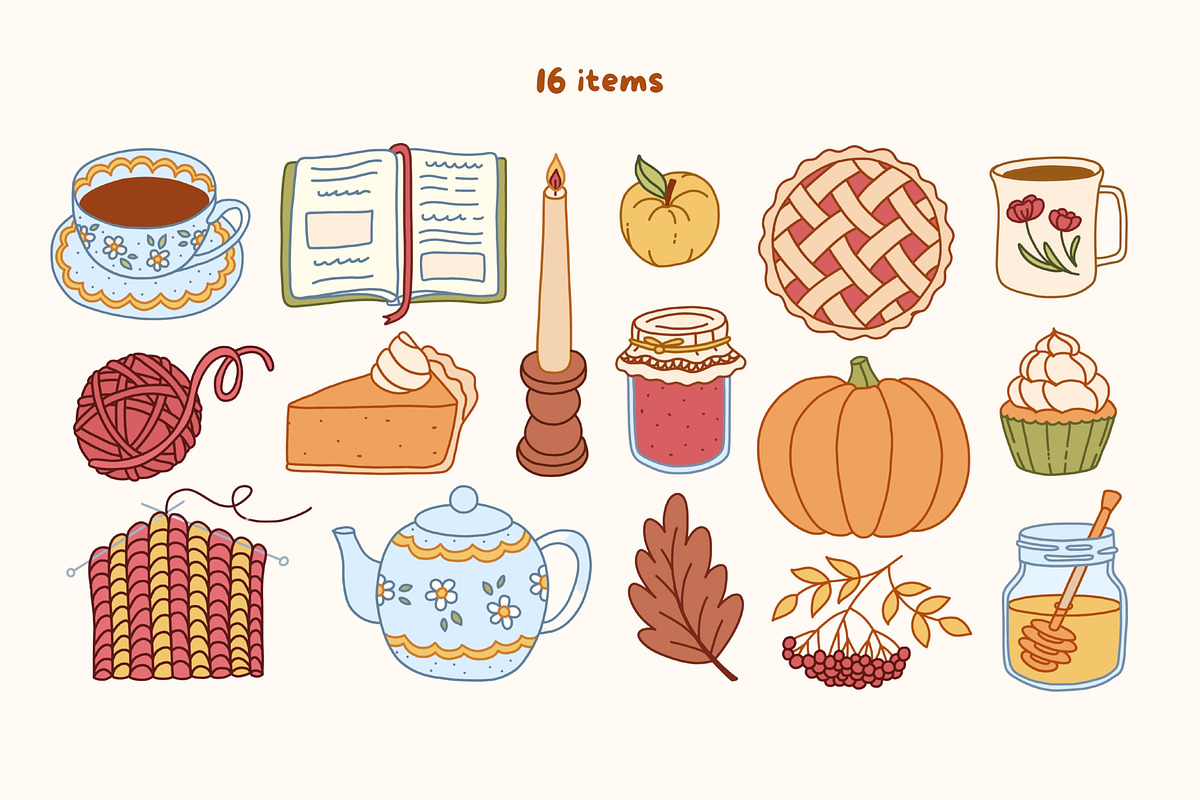 Cozy Autumn Sticker Pack, a Seasonal Illustration by Kristina Chistiakova (Photo 2 of 5)
