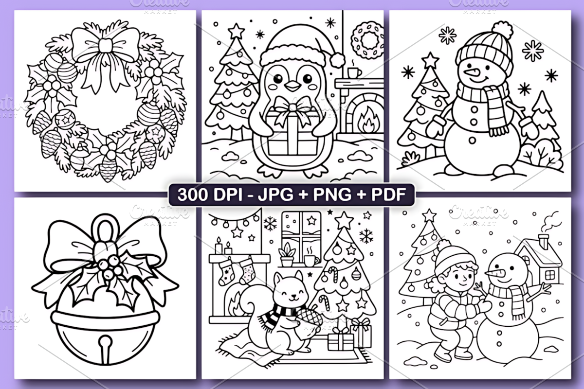 Bold & Easy Cozy Christmas Coloring, a Seasonal Illustration by Design Station (Photo 3 of 6)