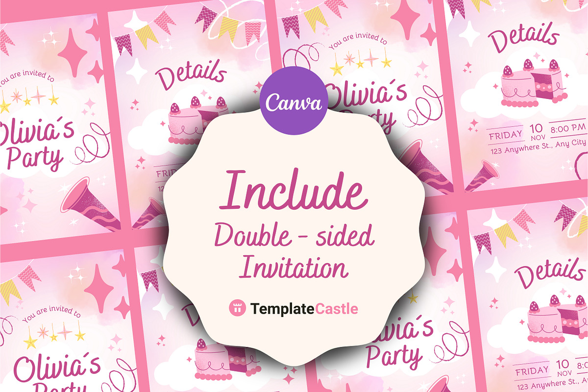 Party Invitation Canva Template, a Design Template by TemplateCastleStore (Photo 3 of 5)