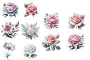 Pink White and Silver Floral Clipart, an Illustration by Designworld (Thumbnail 4 of 5)