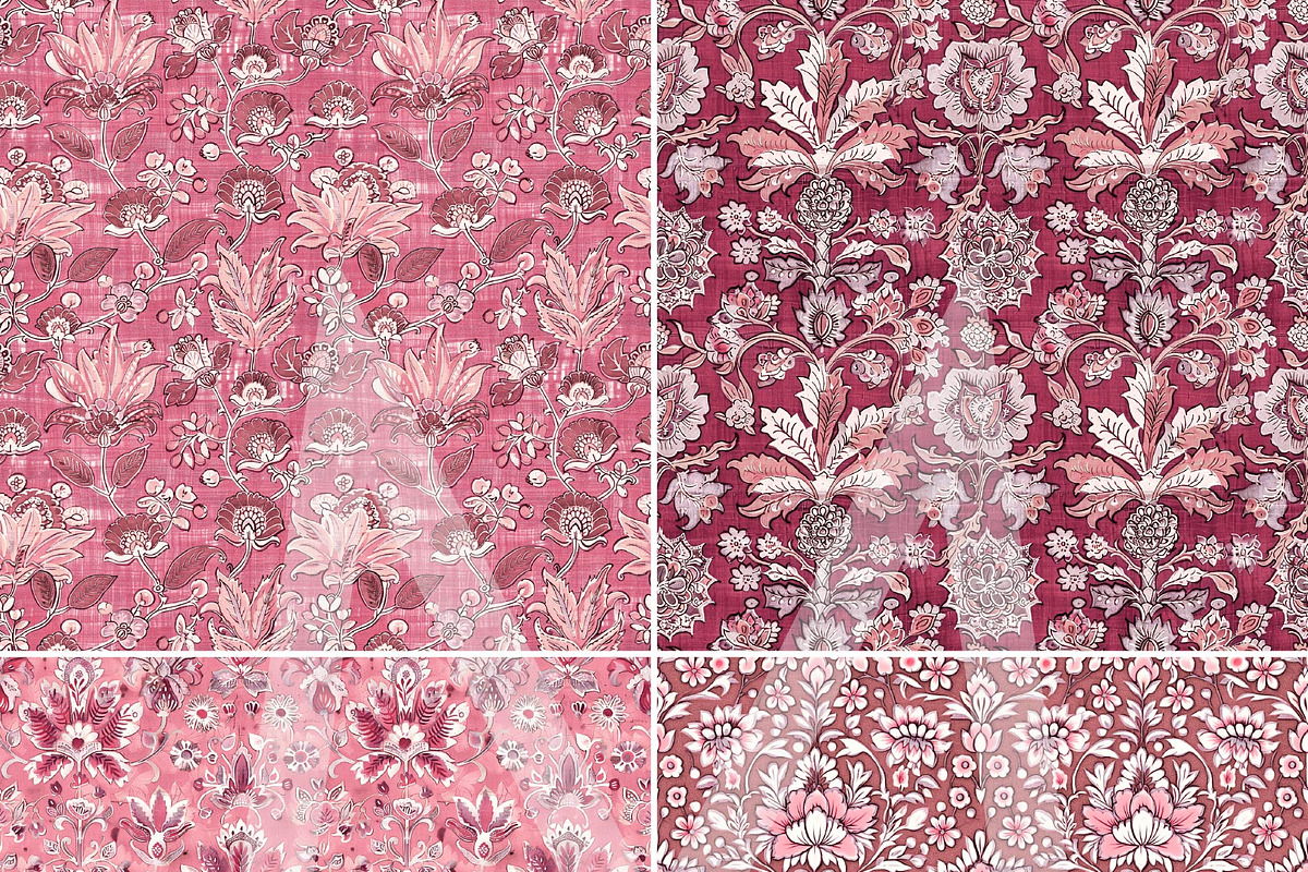 Burgundy Floral Seamless Patterns, a Pattern Graphic by Maishop (Photo 4 of 8)