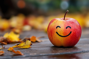 Cheerful red apple on a wooden surfa, a Food & Drink Photo by MistyDay