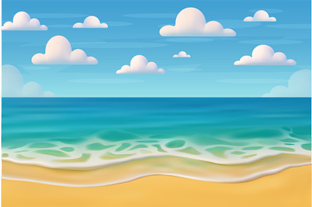 3D Cartoon Beach and Ocean