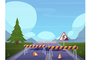 Road repair illustration. Street, a Transportation Illustration by LadadikArt