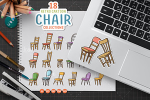 Set of wooden chair sticker design, a Graphic by Allmostudio
