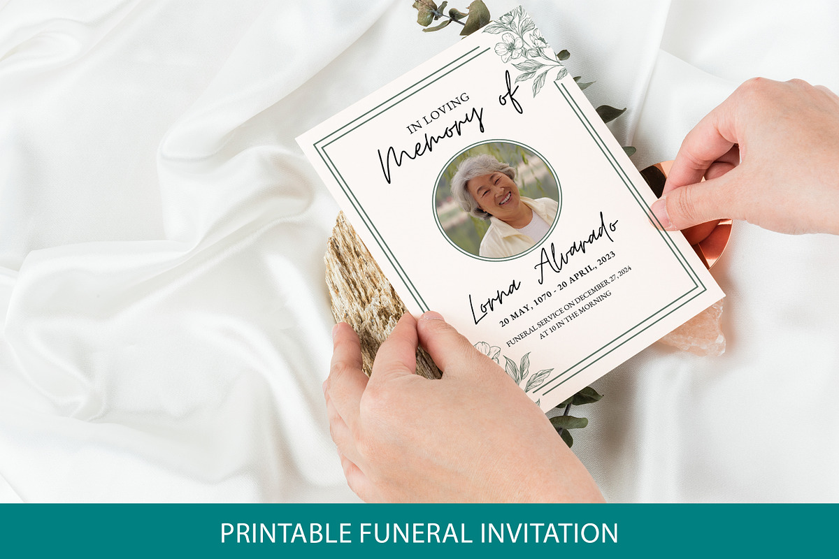Minimalist Floral Funeral Invitation, an Invitation Template by SmmrDesign (Photo 5 of 8)