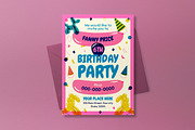 Riso Print Kids Birthday Invitation, an Invitation Template by graphicook (Thumbnail 2 of 3)