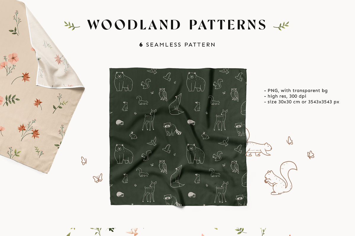 Woodland Animals: colored & outline, an Animal Illustration by imajineko (Photo 5 of 10)