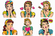 Valentine Pop-Art Girl Clipart, an Illustration by Libby Wishes (Thumbnail 5 of 5)