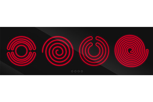 Neon red spiral induction hobs, an Object Illustration by art PVP - market