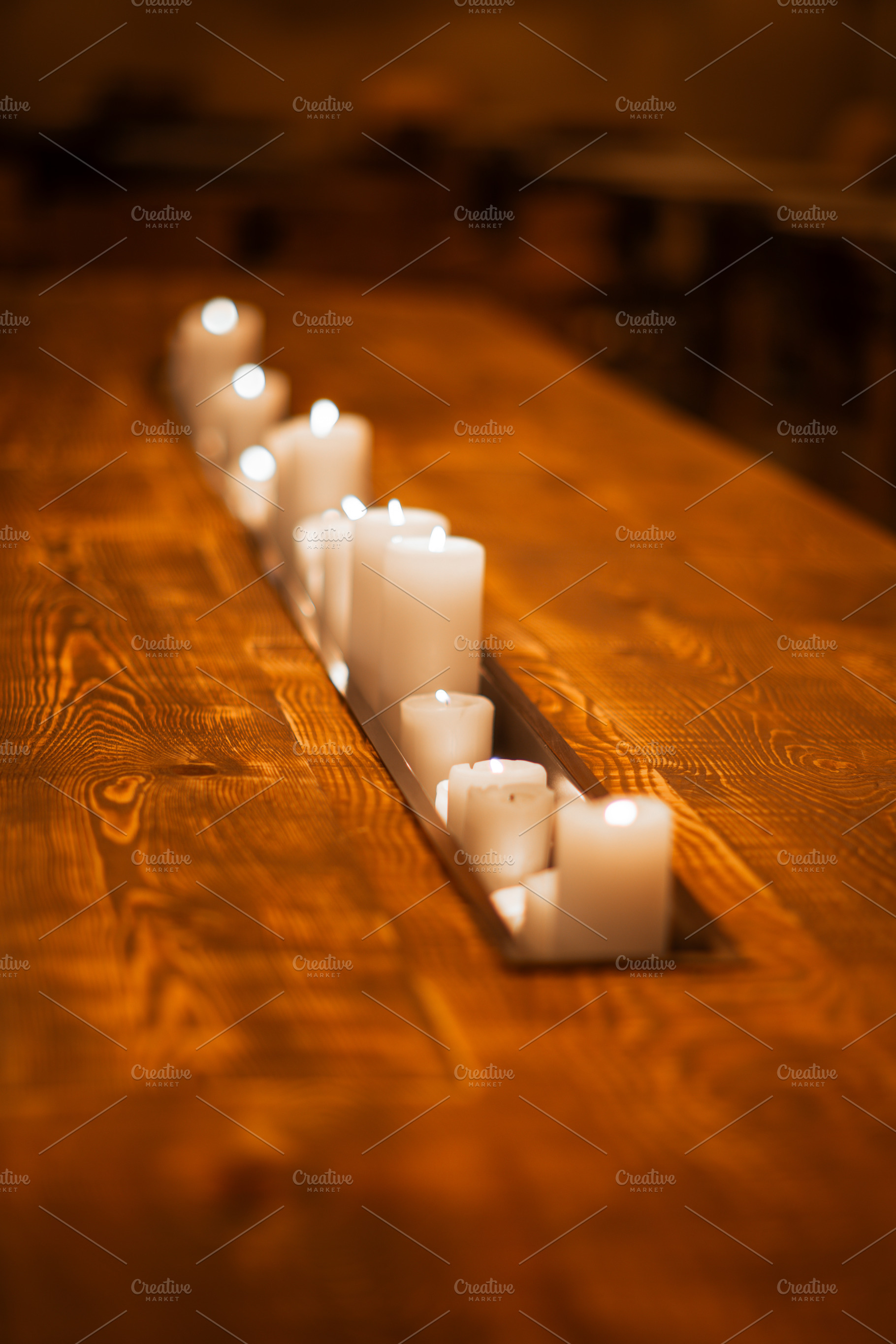 Candlelit Solid Wood Table, an Architecture Photo by SkyNext