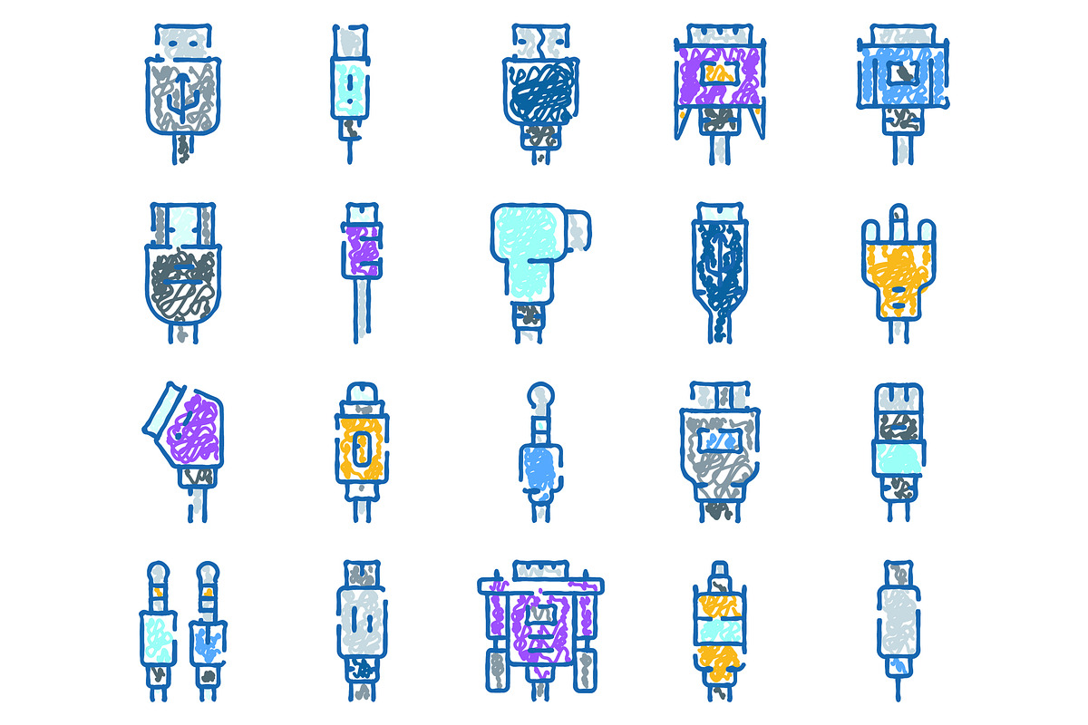 Colorful doodle icons representing, an Object Graphic by pikepicture (Photo 2 of 3)