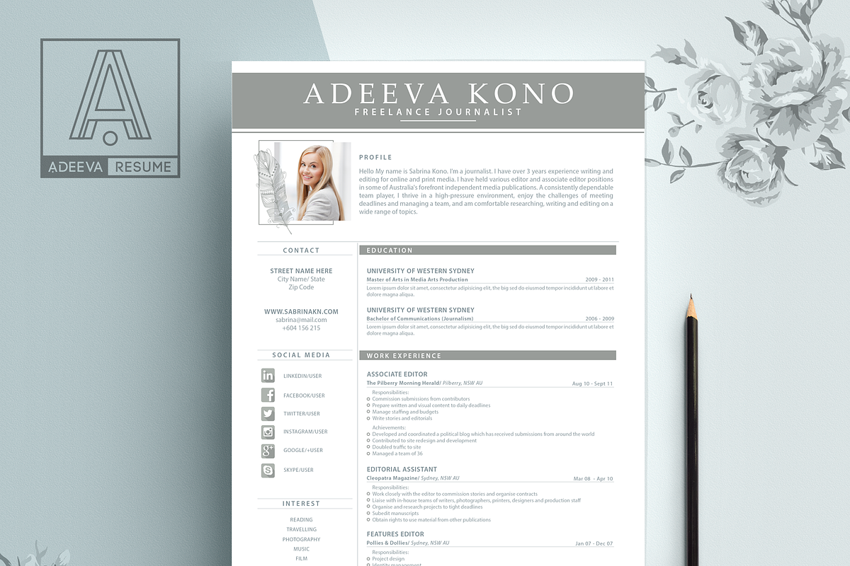 Professional Resume Template Kono, a Resume Template by AdeevaResume (Photo 2 of 4)