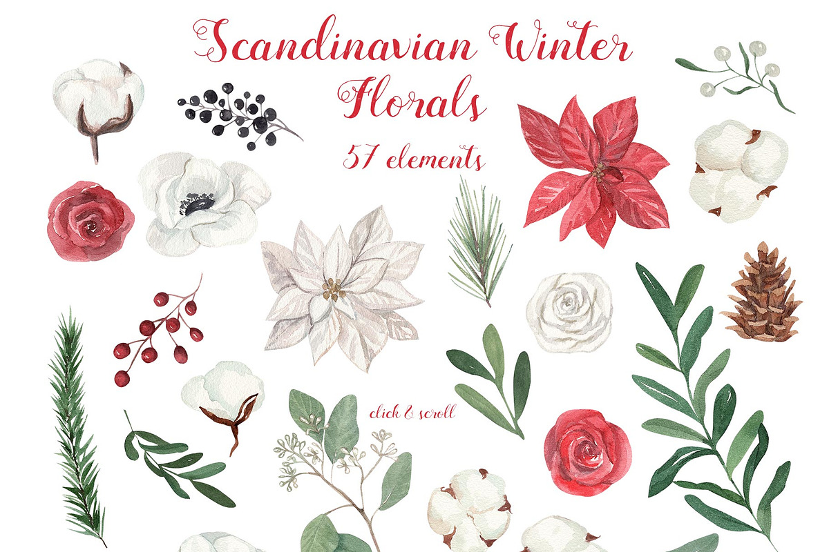 Scandinavian Winter Christmas Floral, a Decorative Illustration by Catch the Dream Art (Photo 4 of 17)