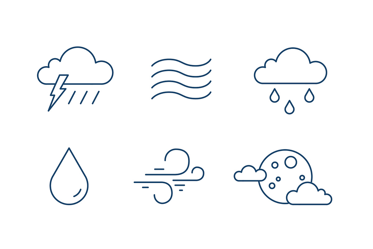 Weather forecast icons, line art set, an Outline Icon by Good Studio (Photo 6 of 7)