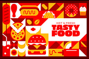 Fast food geometric takeaway pattern, a Food Illustration by Buch&Bee (Thumbnail 2 of 3)
