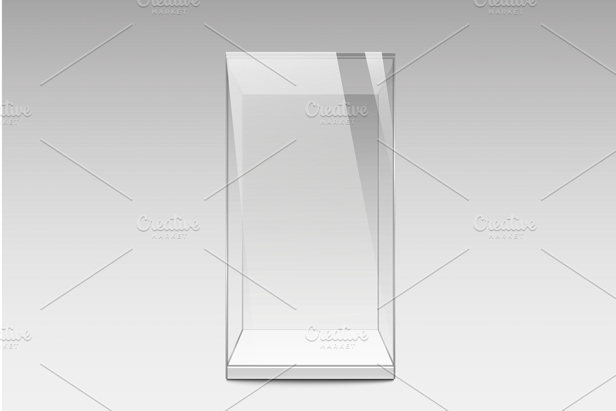 Realistic glass showcase., an Illustration by Aleksandrs