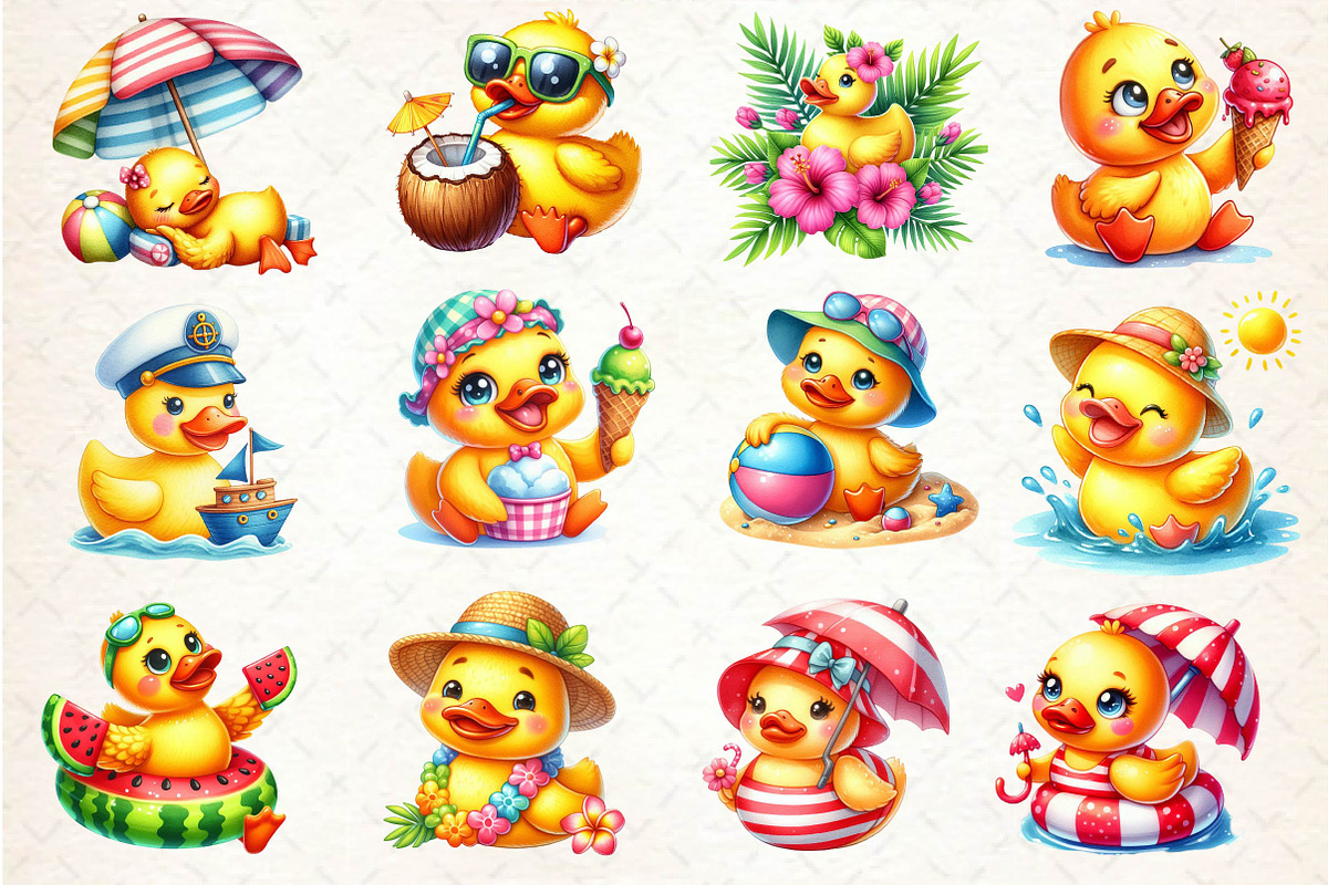 Cute Summer Rubber Duck Clipart, an Illustration by Dream Creation (Photo 2 of 4)