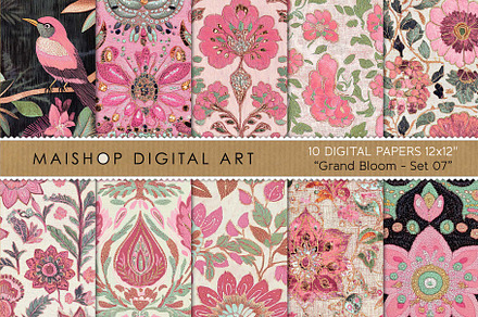 Digital Papers Grand Bloom Set 07, a Pattern Graphic by Maishop