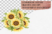 Watercolor Sunflower Clipart, 44 PNG, a Decorative Illustration by CropUp Creative (Thumbnail 4 of 4)