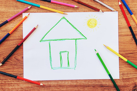 Draw child house family stock photo containing artist and baby, an Arts & Entertainment Photo by yanadjana