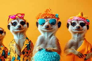 Birthday party banner with meerkats, a Photo by Pavel_design