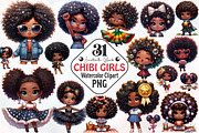 Juneteenth Black Chibi Girls Clipart, an Illustration by RobertsArt (Thumbnail 1 of 7)