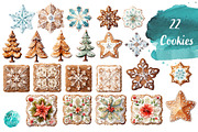 Watercolor Gingerbread Cookies, a Seasonal Illustration by Verdigris Studios (Thumbnail 2 of 3)
